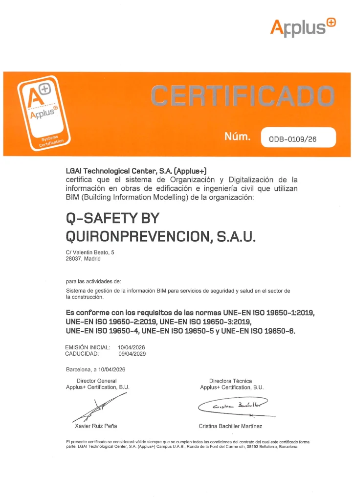 Certificado ISO 19650 BIM Seguridad y Salud